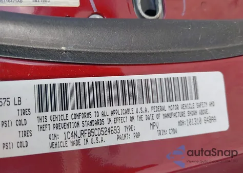 2012 Jeep Patriot Latitude from USA, damaged, VIN 1C4NJRFB5CD524693